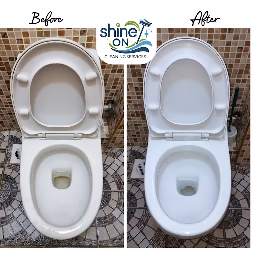 Before and after photo of a residential bathroom refreshed by Shine On in Nairobi